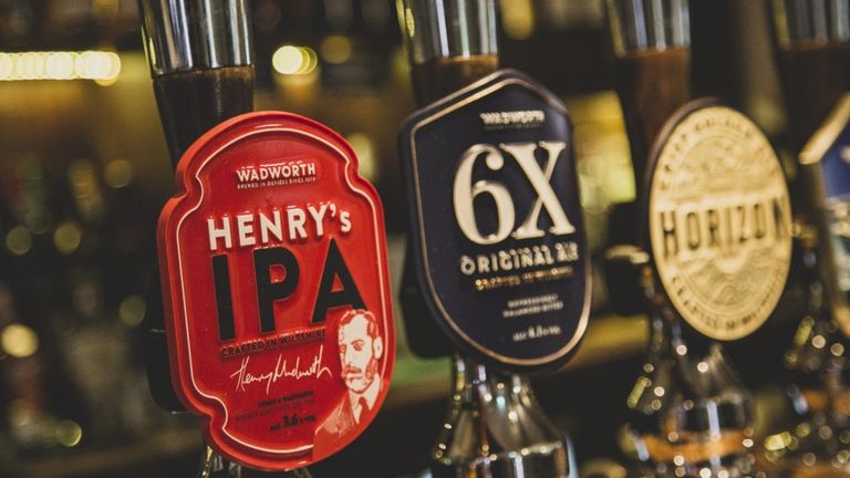 Beer taps on bar